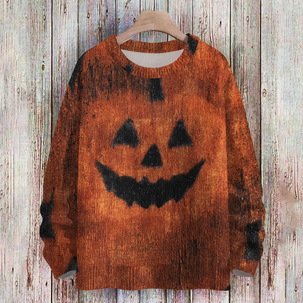 Ladies' Fashionable Casual Long Sleeved Christmas Printed Round Neck Knitted Yarn
