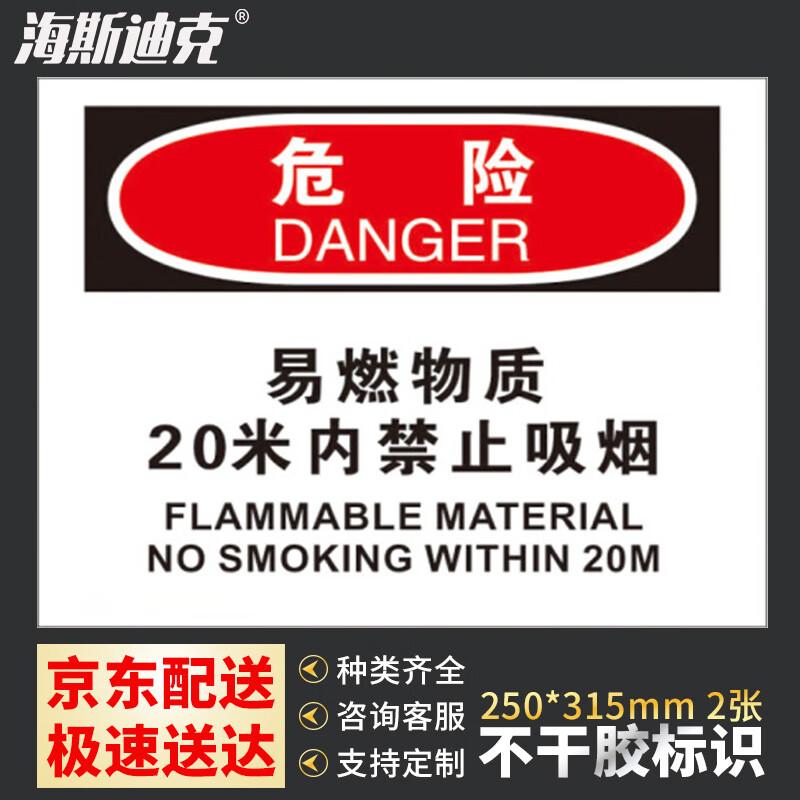 Haistick No Smoking Flammable Material Fire Safety Sign (2-Pack) 250x315mm