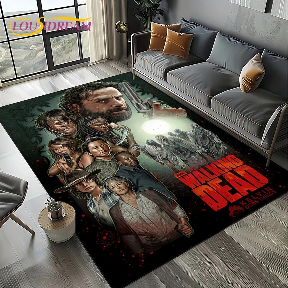 TWD Walking Dead Rick Daryl Horror TV Teppich für Wohnzimmer Schlafzimmer Haus Sofa Dekoration, Kinderteppich rutschfeste Bodenmatte