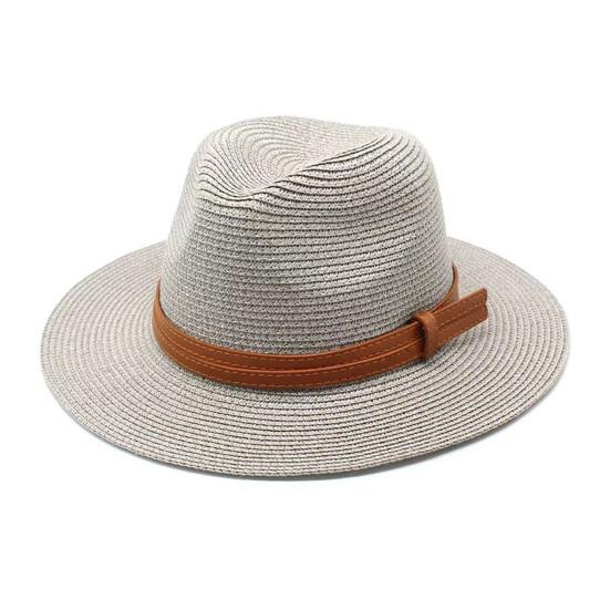 

Summer Straw Hat Foldable Wide Brim Sun Hat with Faux Leather Strap Decor Adjustable Size Lightweight Outdoor Travel UV Protection