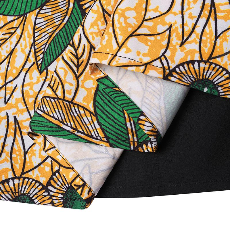 Oversized Women's 3/4 Sleeve Round Neck Floral Printed Long Dresses