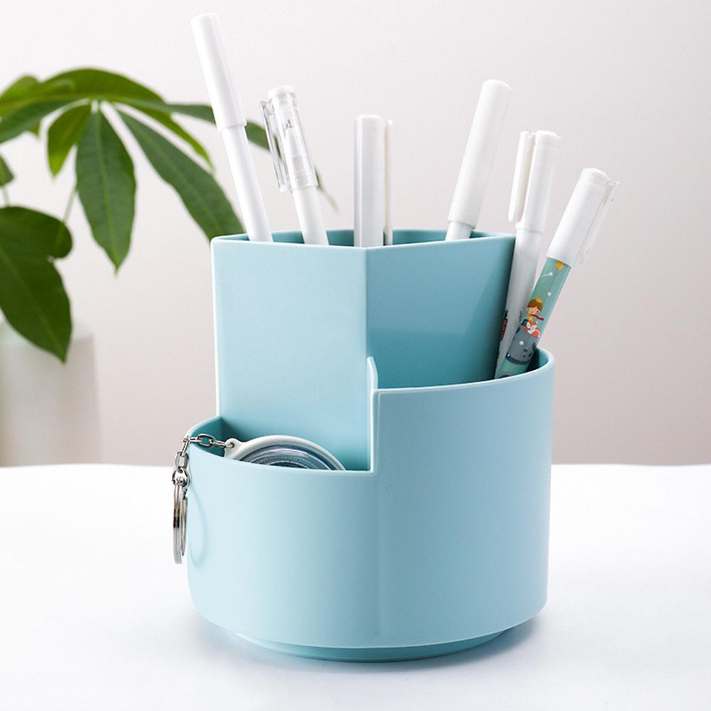 360 Degree Rotatable Pen Holder Spinning Pen Holder 3 Slots Desktop Storage Holder Multi-Function for Study Office