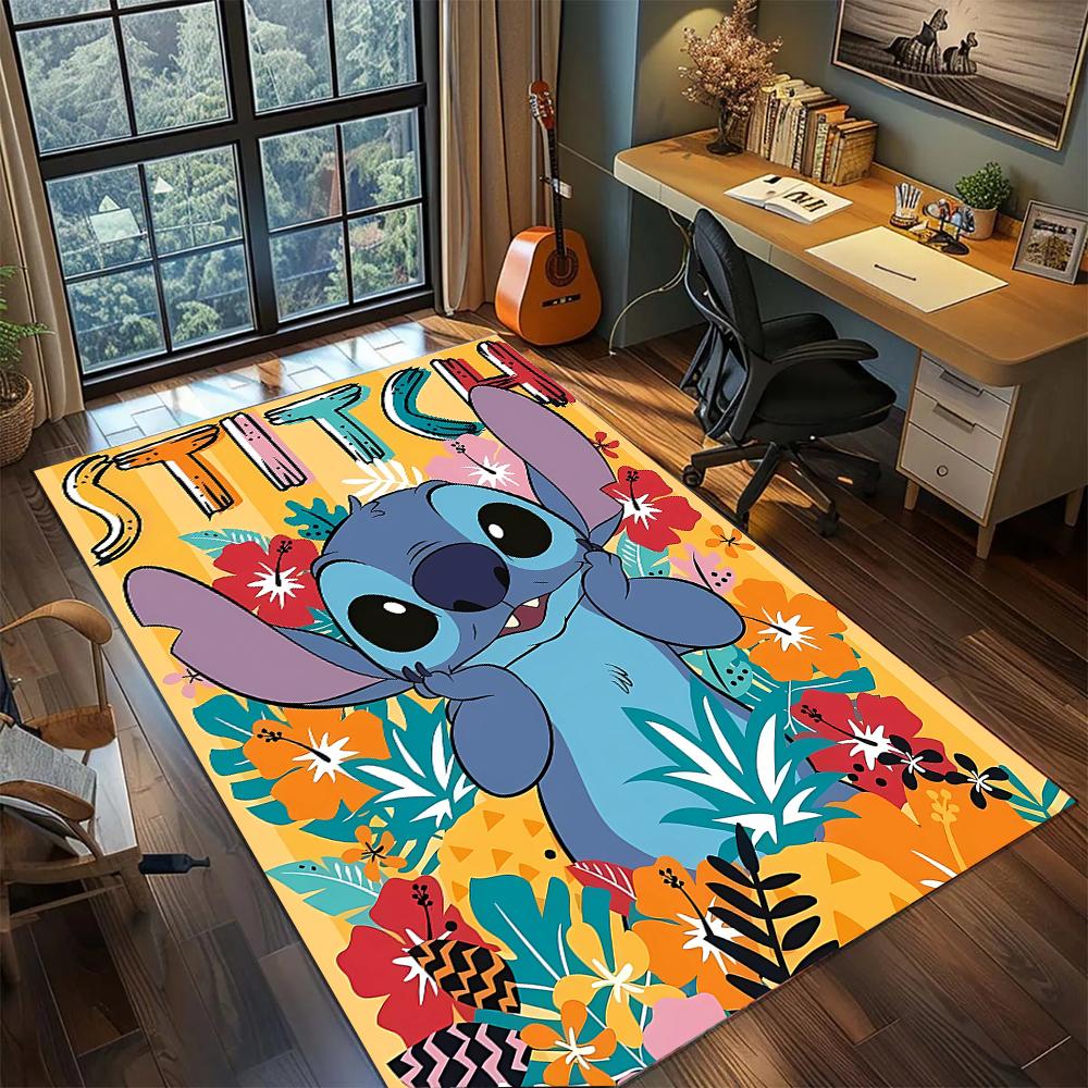Stitch: The Mischievous Cutie Rug Carpet Large Area Rug Non Slip Washable Floor Mat Gamer Room Bedroom Home Decor