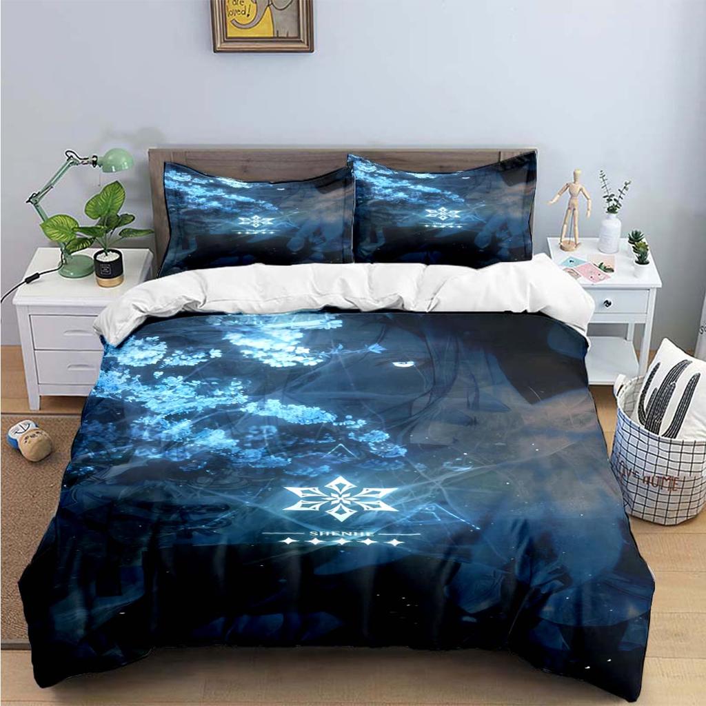 Bettdecke Mode Beliebtes Spiel G-Genshin Elements Druck Bettwäsche Zubehör Set Bett Bettdecke Set Bettwäsche Set Luxus Geschenk
