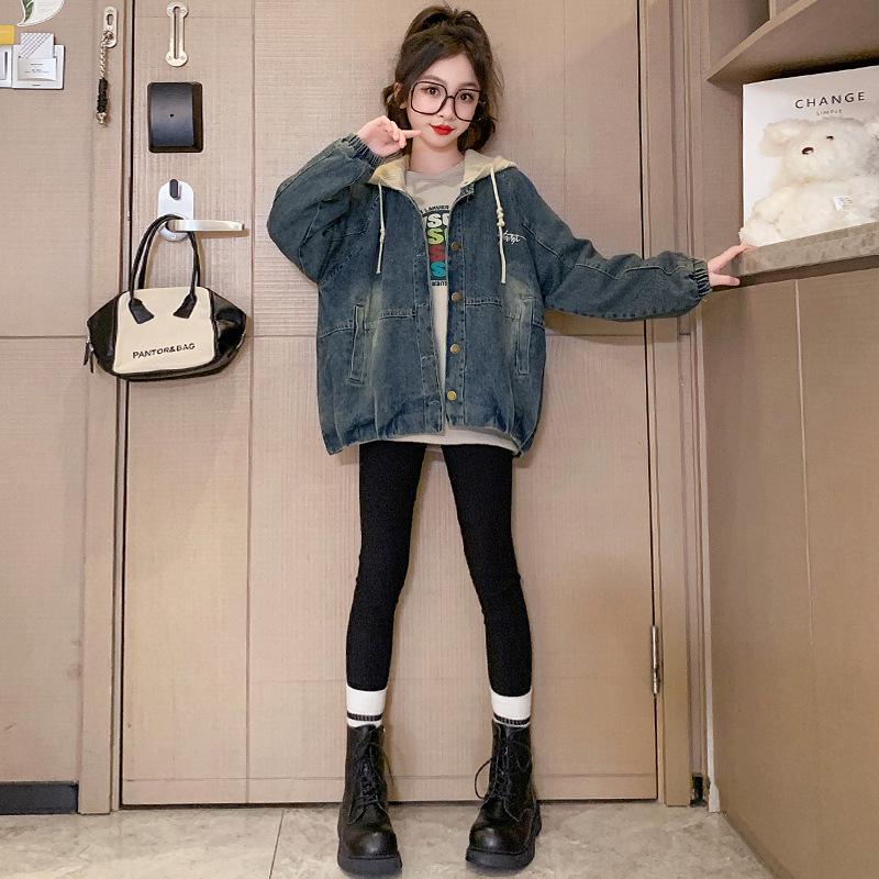 Girls' Denim Jacket - Autumn & Spring 2025 Trendy Outerwear Fashion for Big Kids