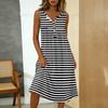Women's Casual Sleeveless Button-down Mid-length Dress