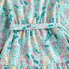 7-12 Years Old Girls Clothing Spring and Autumn Dress New Green Floral Print Dress Casual Long-sleeved Dresses