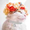 3 Pieces Bling Rhinestones Pet Collars Glitter Pendant Dog Collars Adjustable Crystal Cat Collar Elastic Pet Necklace for Small Pet Cat Dogs Puppy