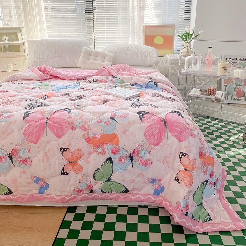 Skin-friendly Summer Cooling Thin Quilt, Printed Quilted Four Seasons Quilt, Soft and Comfortable Summer Thin Quilt, Single Double Hotel Home Bedroom