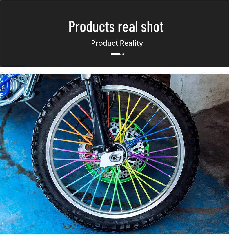 Motorcycle 24cm Colored Spoke Sleeves - 72 Pack, Eco-Friendly Radiation Decoration Strips