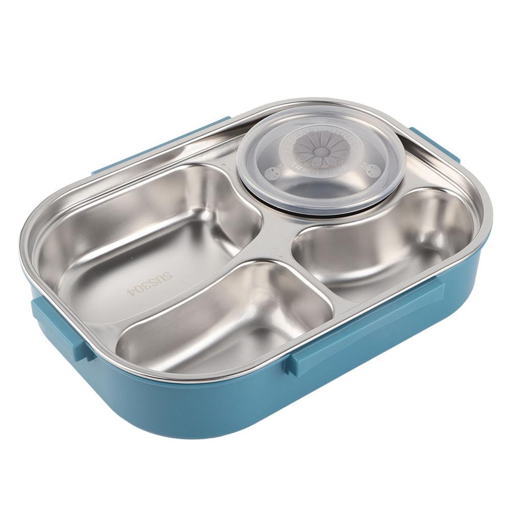 4-Compartment Stainless Steel Lunch Box Includes Soup Bowl Insulated Lunch Box Family Use