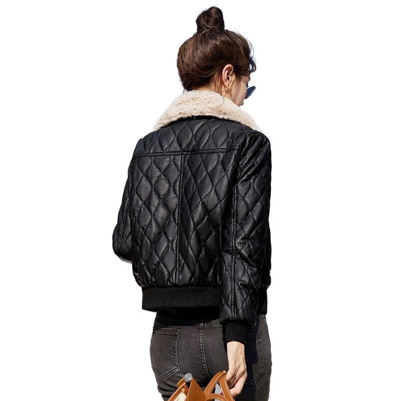 Removable Fur Collar Fleece Leather Jacket Cotton Clothes Women's Short Autumn and Winter New Thickened Warm Small Jacket