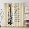 2pcs   Curtain Set Classic Violin & Sheet Music Design Machine Washable Polyester (without rod) Versatile All for Bedroom   Living