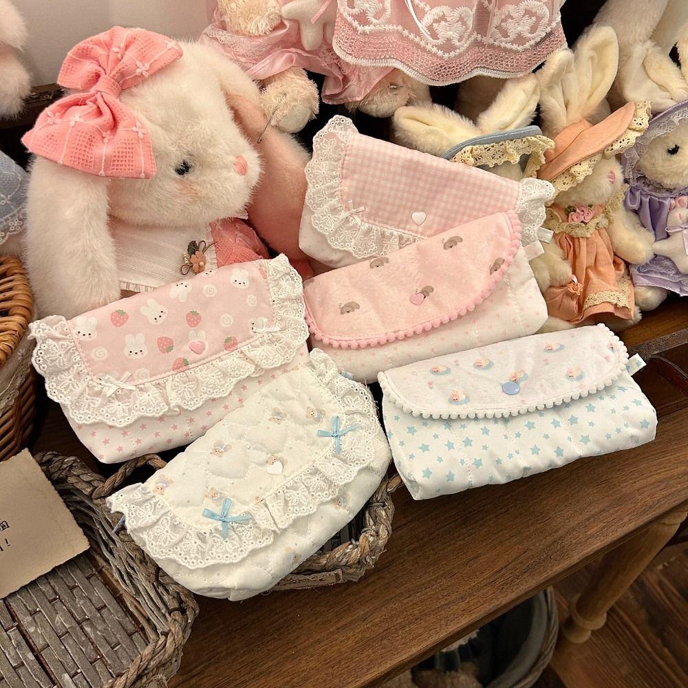 Lace Ruffle Pen Bag Flip Design Stationery Bag Durable Stationery Organizer  Gift