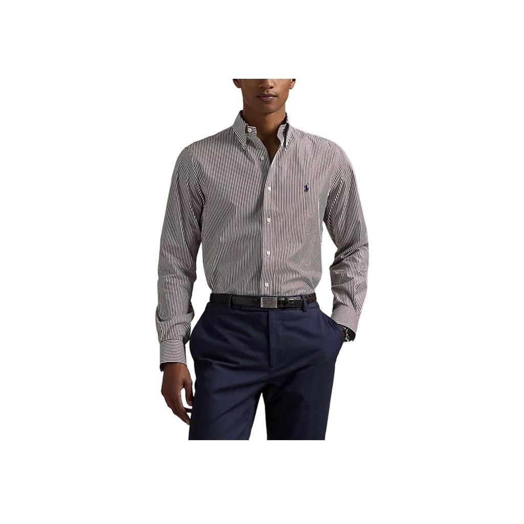 Polo Ralph Lauren Striped Button-Down Long Sleeve Shirt Men shirts Black White 710928252-006