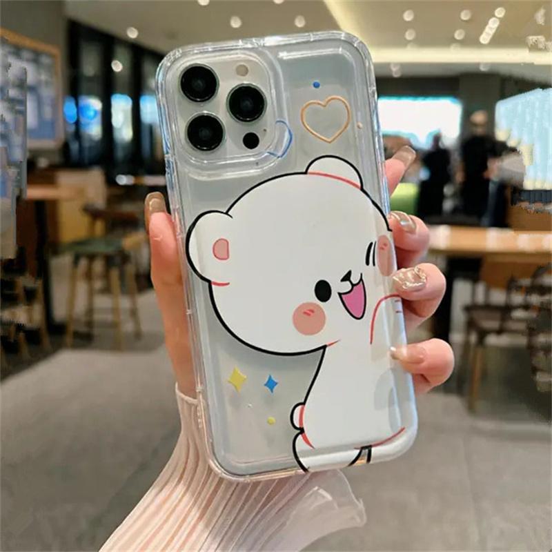 Dog Cat Couple Phone Case For iPhone 16 15 11 12 14 13 Pro Max Mini XS X XR 7 8 Plus Kawaii Cute Cartoon Animal Cellphones Cover
