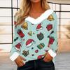 Women's Casual Fashion Long Sleeve Christmas Printed Flannel Collar Top
