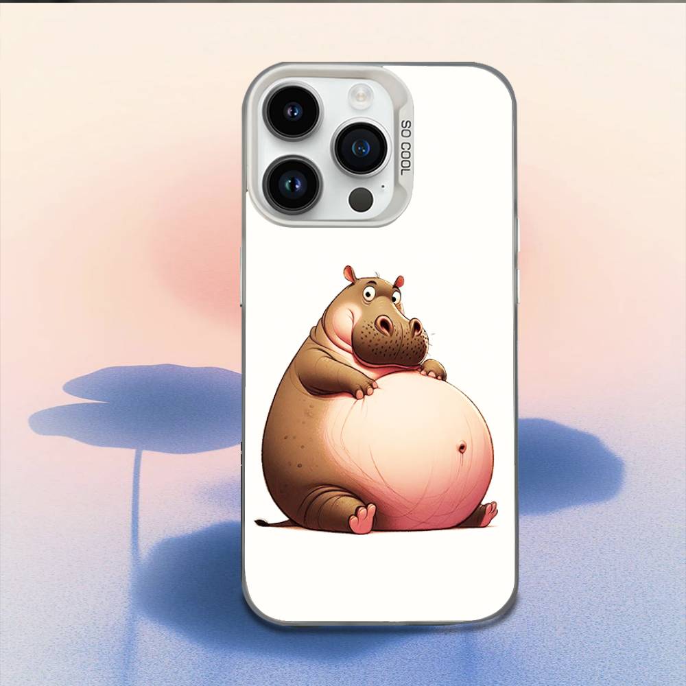 Милый чехол для телефона с бегемотом для iPhone 17,16,15,14,13,12,11,Mini,Pro,E,MAX Белый Конфетный Матовый Ударопрочный Чехол iPhone13PRO