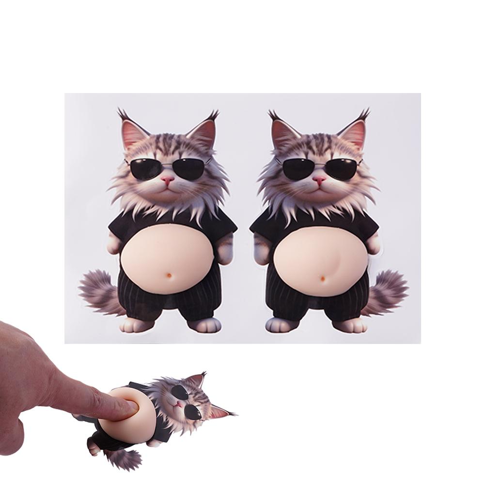 

3PCS 3D Teddy Dog Belly Stickers Cute Puppy Wearing Outfit Silicone Self-Adhesive Stress Relief For Home Decor And Phone