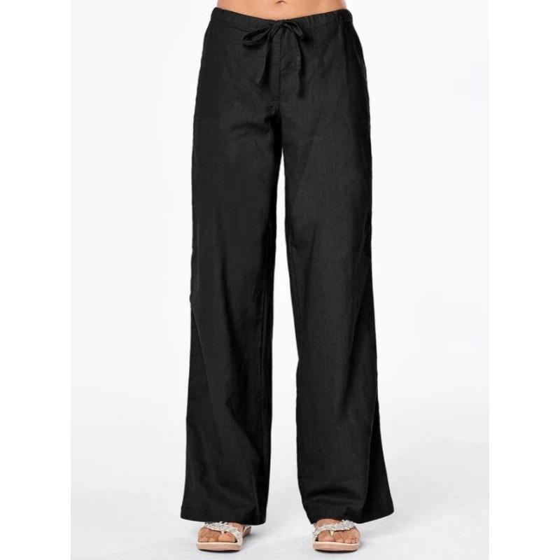 

YYFS Женская мода повседневные однотонные принтованные брюки с высокой талией брюки и капри XXXL чёрный