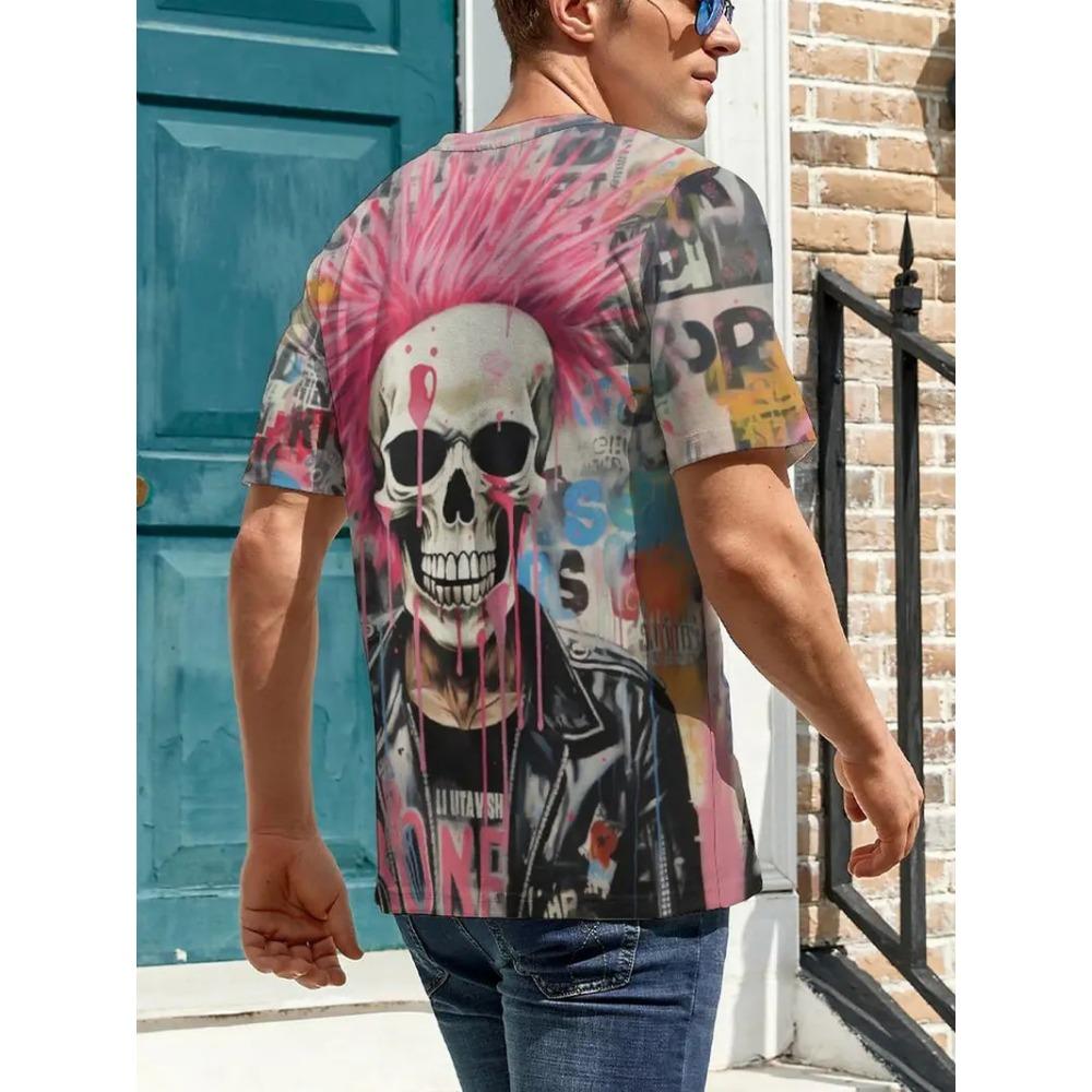 Pattern men's T-shirt 3D printed summer hip-hop trend short sleeved T-shirt oversized O-neck top