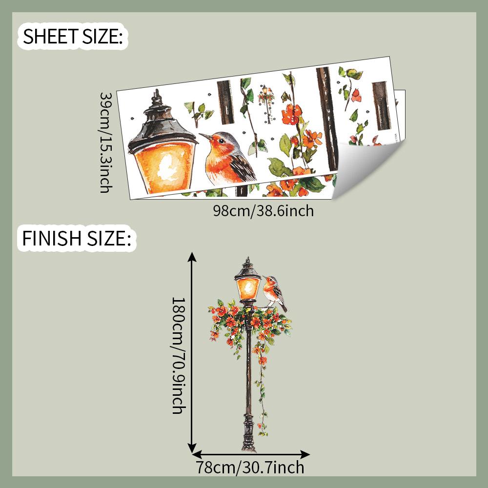 Creative Retro Street Lamp Bird Bedroom Study Background Beautification and Decorative Wall Stickers