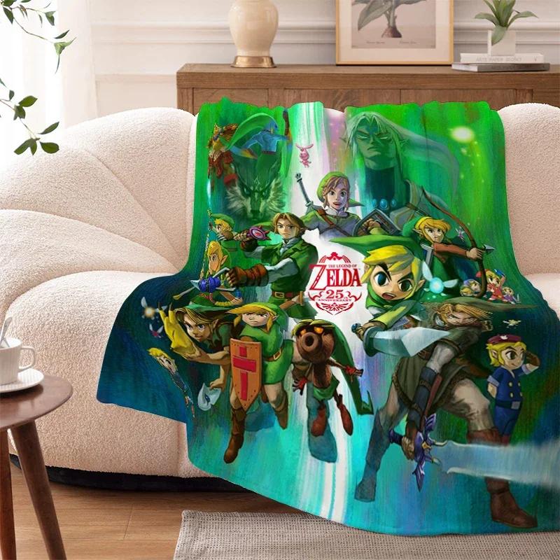 Custom Warm Fleece Blanket for Sofa Bed Soft Flannel Throw King Size Perfect for Camping Winter Zelda Theme
