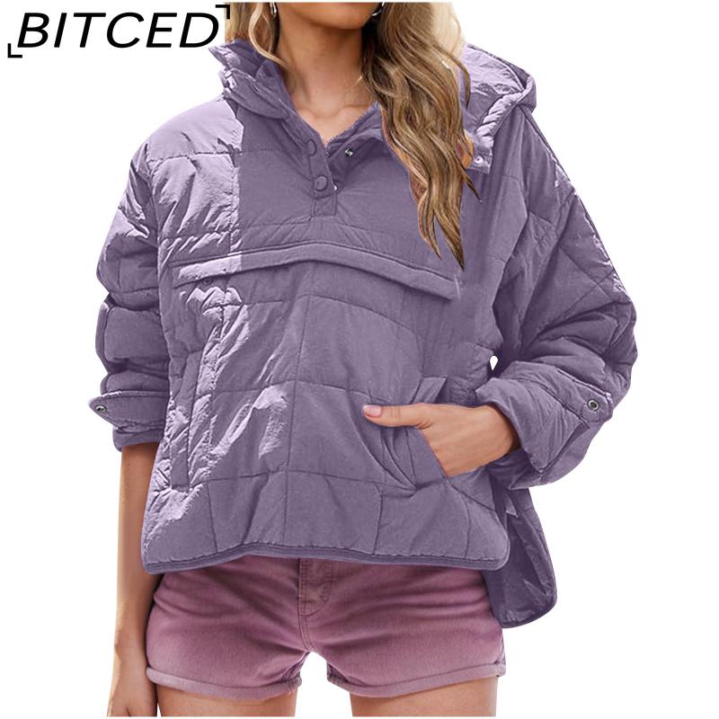 BITCED Women's Warm Cotton Coat with Zip-Up Cardigan