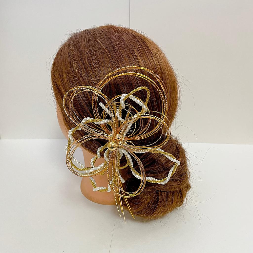 Mizuhiki Hair Ornament, Gold Braided Cord, Mizuhiki Decoration, Japanese Traditional Clothing, Coming-of-Age Ceremony, Graduation Ceremony, Wedding,