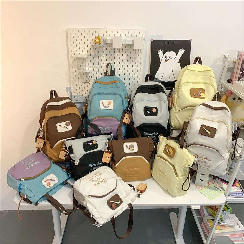 Симпатичный женский рюкзак большой емкости с цветными блоками — фото 9