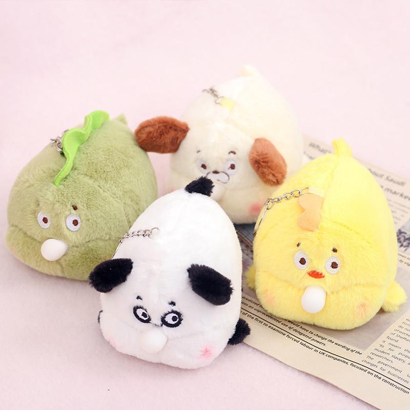 10cm 1Pcs Puffing Bubble Cute Pendant Blowing Bubble Puppy Cute Panda Head Doll Pendant Bag Keychain Plush Toy
