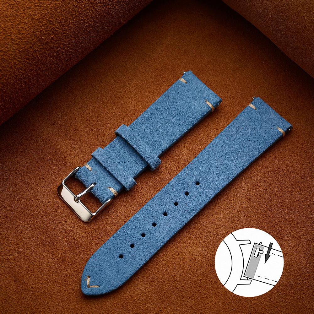 Schnellverschluss Weiches Wildlederarmband 14mm 16mm 18mm Armband 20mm 22mm Braune Uhrenarmbänder Kalbsleder Armband Damen&Herren Accessoires