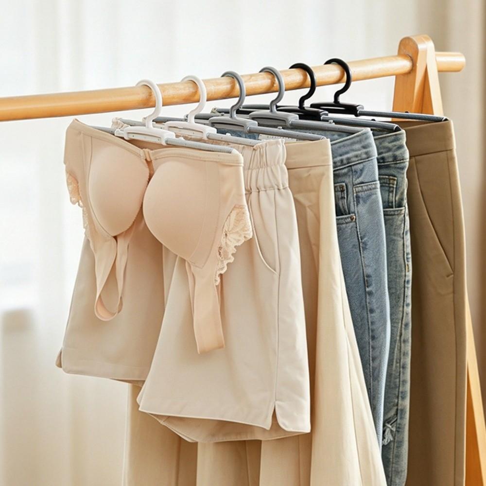 3pcs Multifunctional Stainless Steel Spring Clothes Hanger Clothes Drying Rack Closet Storage