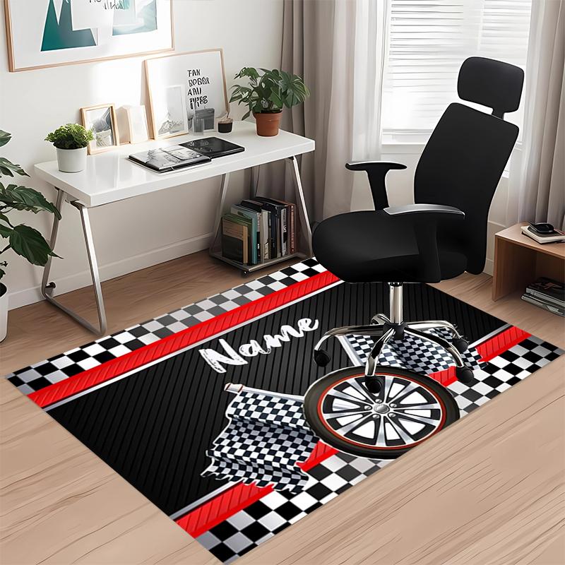 Custom Name Racing Printed Carpet, for Office Chair Living Room Bedroom Kitchen Room Decor Gifts.