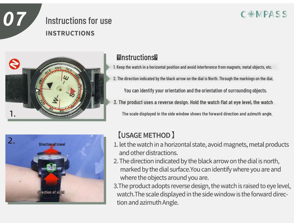 Outdoor Diving Wristwatch with Luminous Compass and Strong Magnetic Features