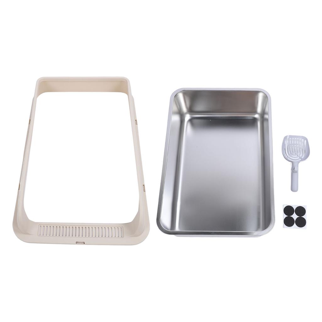 Stainless Steel Cat Litter Box Odor Control High Sides Metal Litter Box Anti Urine Leakage Easy Clea