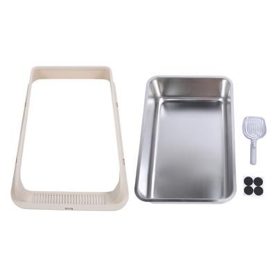 Stainless Steel Cat Litter Box Odor Control High Sides Metal Litter Box Anti Urine Leakage Easy