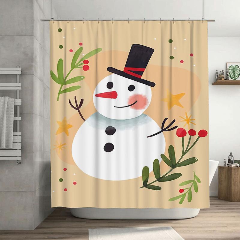 

Tuniu Cute Snowman Bathroom Shower Curtain Set Waterproof Fabric Decor Farmhouse Holiday Vibes Festive Winter Theme Charming Hol 90x180cm35x71in