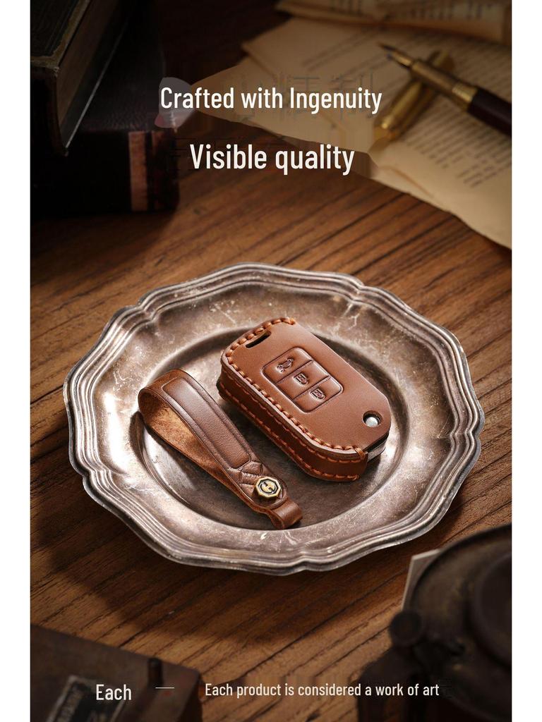Honda Folding Key Protective Leather Cover - Handcrafted