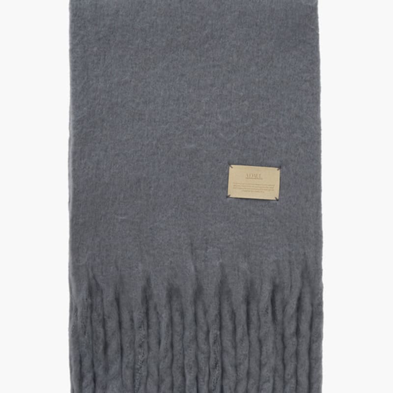 ADAUL Simple Patch Wool Long Muffler - Darkgrey