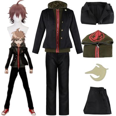 Anime Super Danganronpa Naegi Makoto Cosplay Costume Wig Top Inner Garment Pant Badge Full Set School Uniform Halloween Clothing