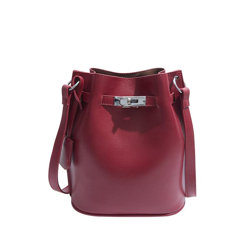 Eimertasche Damen Verschluss Achseltasche Frühling und Sommer neu einfach Mode lässig Schulter Umhängetasche