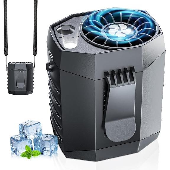 2025 Smart Portable Rechargeable Fan with LED Light & 25H Runtime, 4-Speed 9200RPM Turbo Cooling Personal Waist Fan, Wearable Neck & Belt Clip for