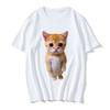 Summer Men's and Women's Fun and Quirky Cat Print Casual T-shirts Harajuku Girls and Boys Fashion Clothing