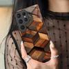 Wood texture square for Samsung mobile phone case A35 creative high-transparency glass case S25Ultra protective case s20