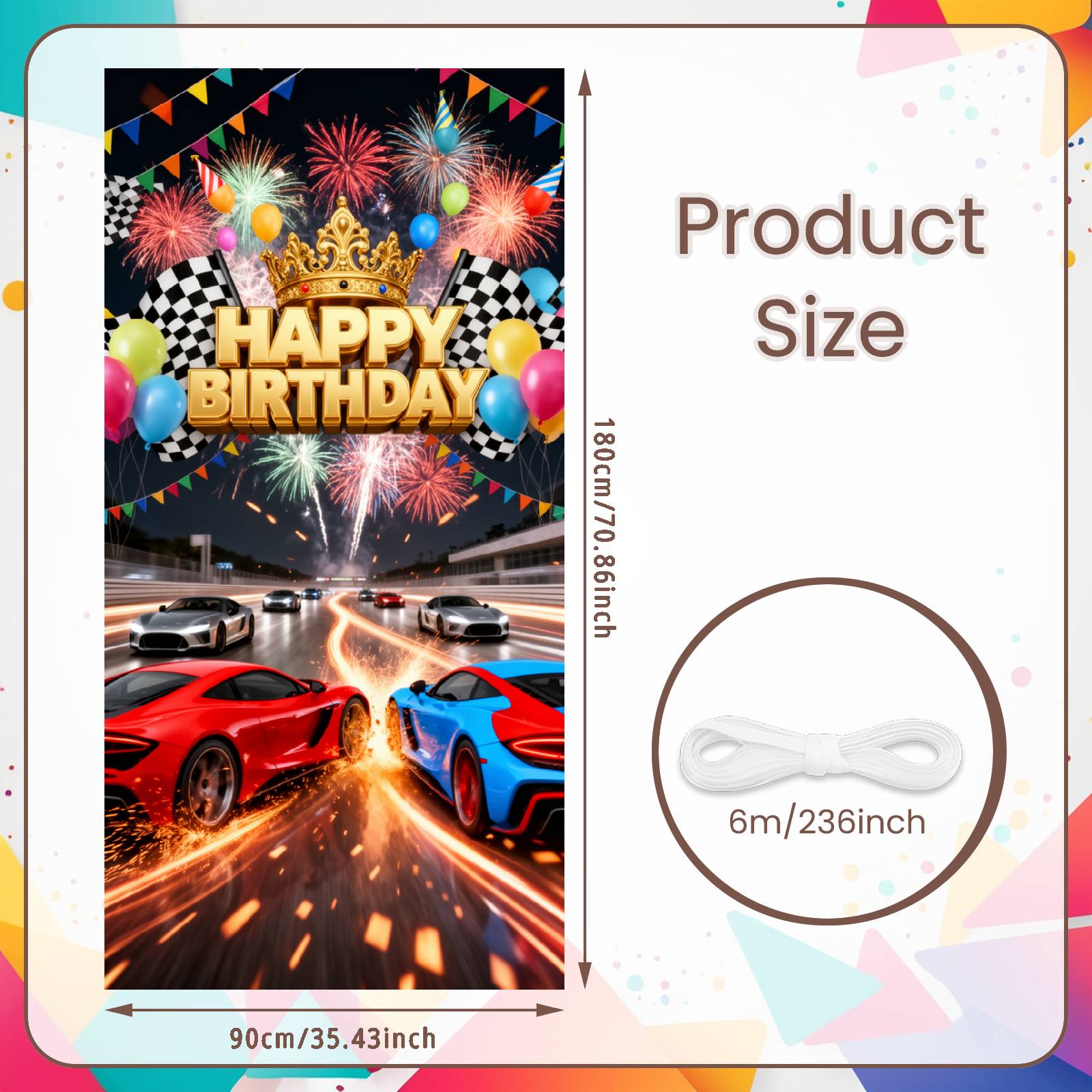 

Birthday Display Golden Font Racing Celebration Banner Banner Racing Car Theme Birthday Background For Party Background Decor