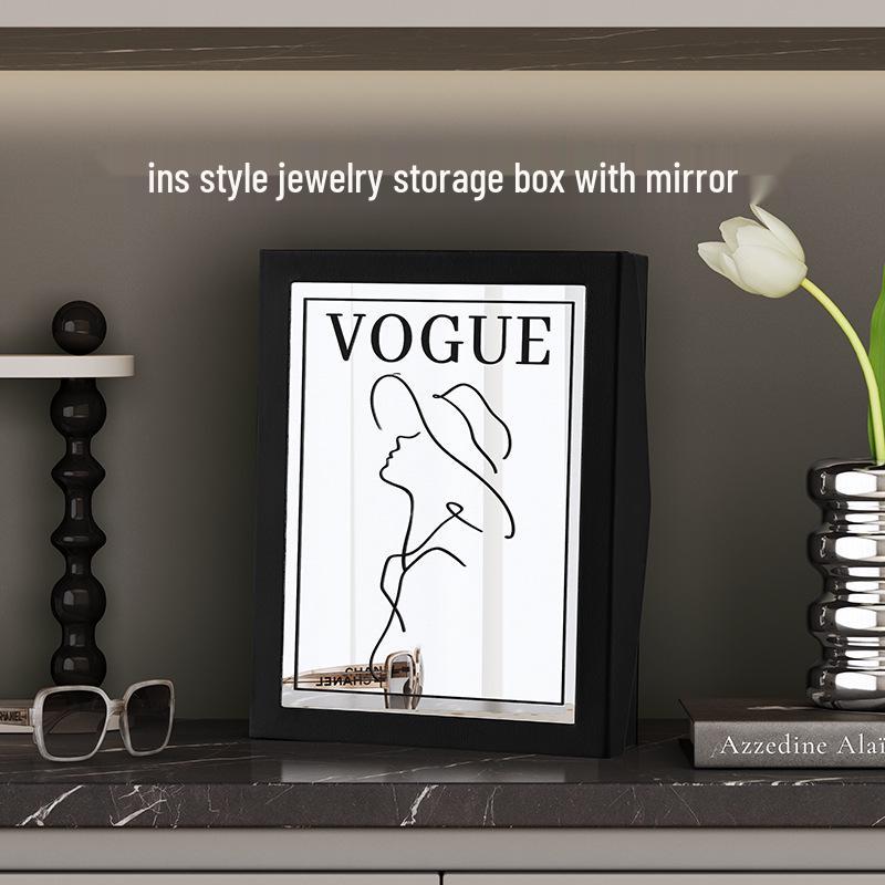 

Cross-Border Mirror Jewelry Box: Creative Storage for Rings, Watches, Earrings, and Necklaces 18.5*5.5*24cm