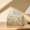 2D Flat, 1pc 2D Flat Pastoral Style Floral and Insect Pattern Tissue Box for Living Room, Suitable for Daily Use, Polyester Material, 2D Flat
