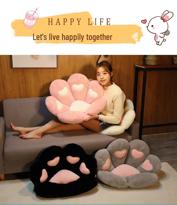 Half-Surround Bear Paw Cushion - Faux Rabbit Fur Cat Paw Sofa Tatami Cushion