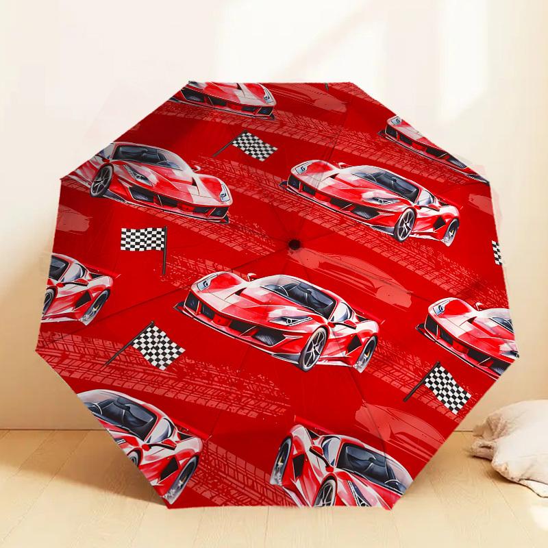 

1pc Racing Cars Checkered Flags Pattern Umbrella Design Automatic Opening and Closing Umbrella, High-quality Travel Umbrella, c1128003